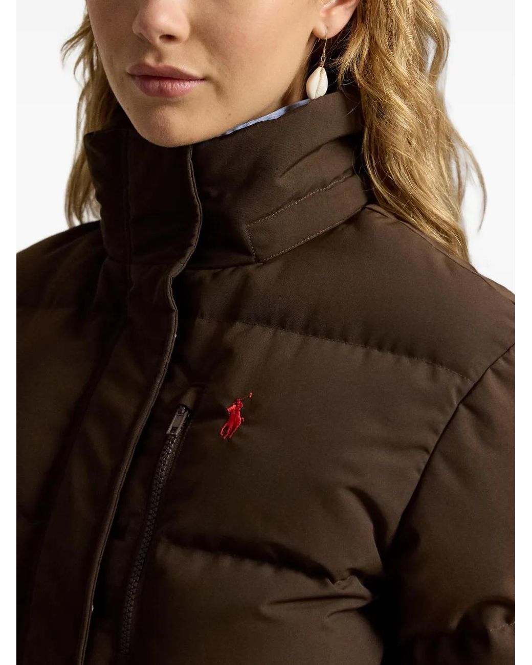Polo Ralph Lauren Brown Logo-Embroidered Padded Jacket