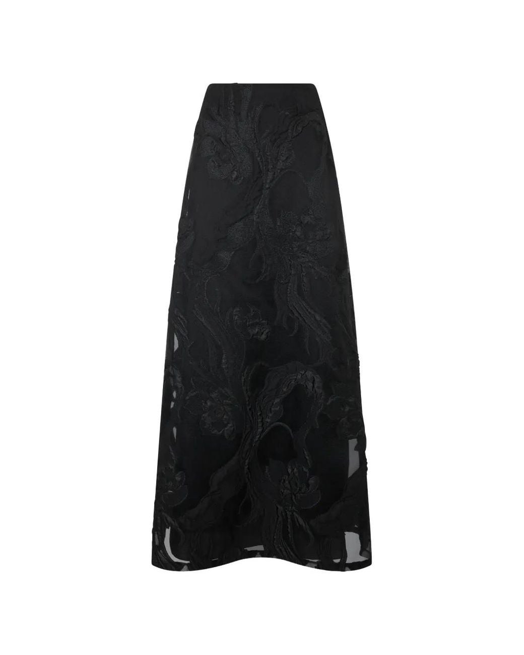 Alberta Ferretti Black Floral-Jacquard Maxi Skirt