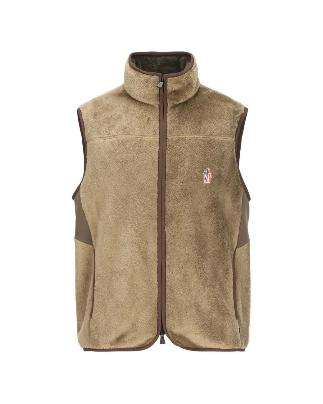 Moncler Natural Fleece-Texture Logo-Patch Gilet for men