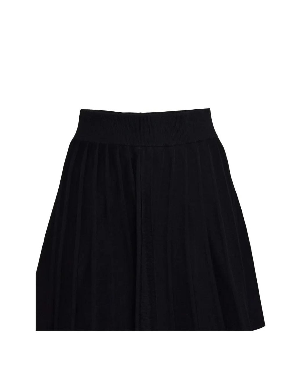 Mc2 Saint Barth Black Pleated Knitted Mini Skirt