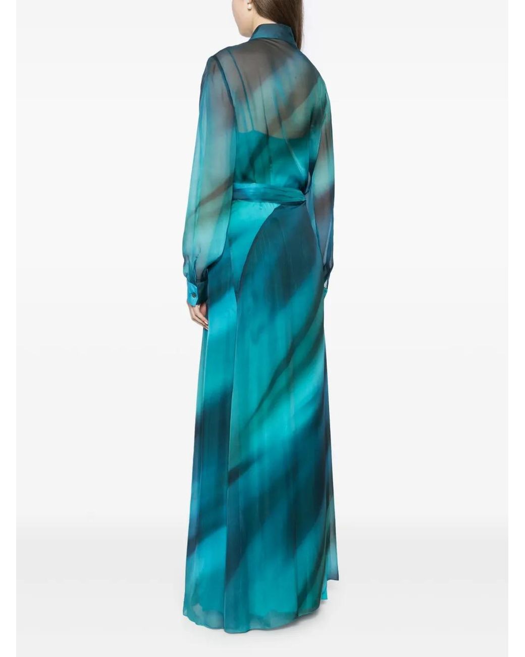 Alberta Ferretti Blue Printed Chiffon Dress