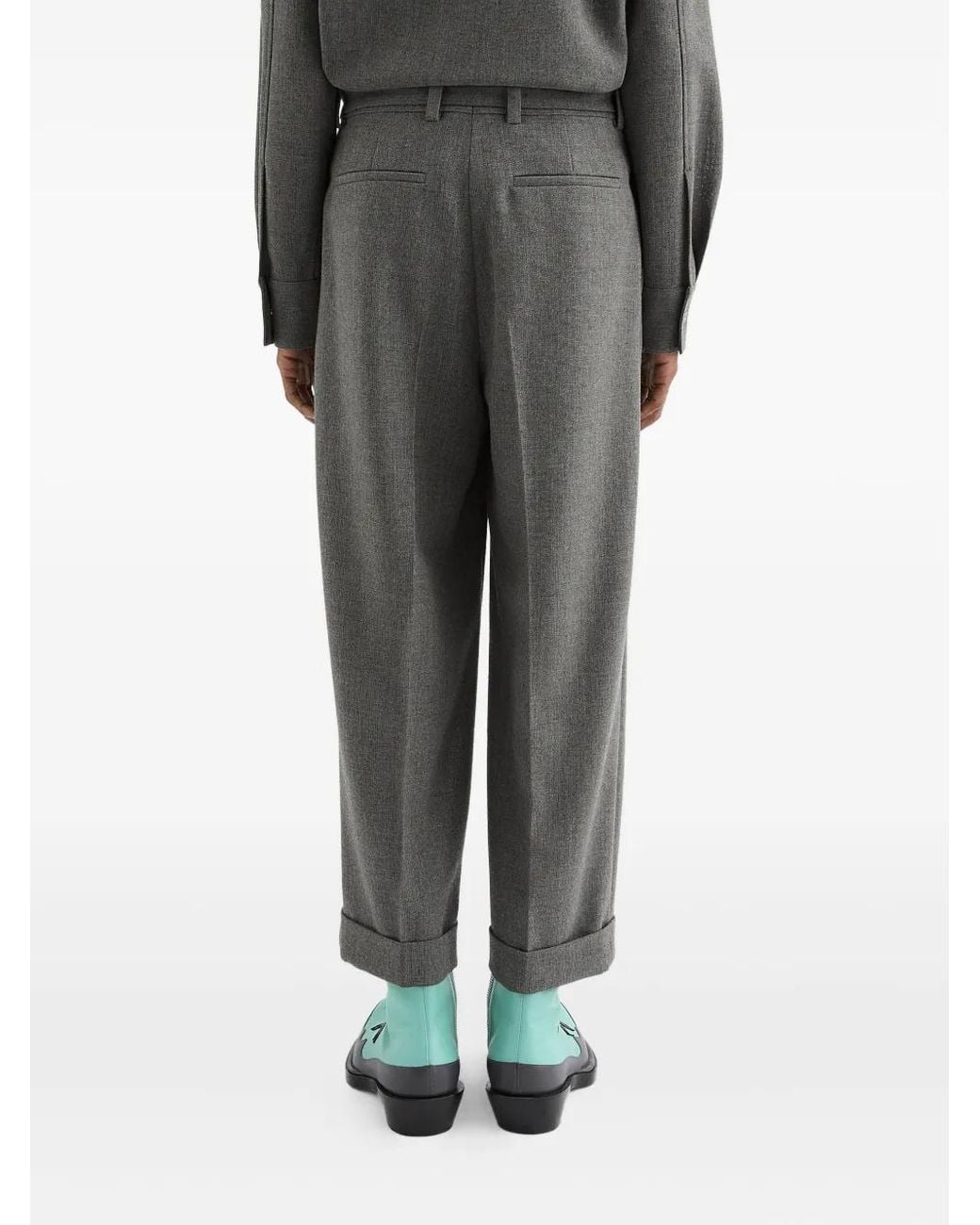 Jil Sander Gray Belted Pleated Trousers for men