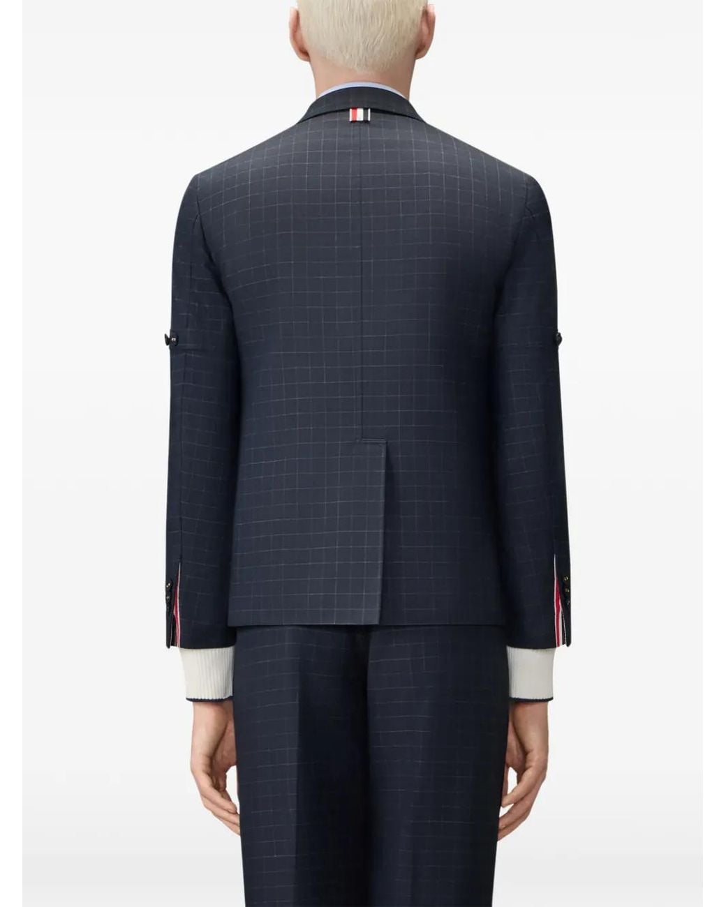 Thom Browne Blue Windowpane Checked Blazer for men