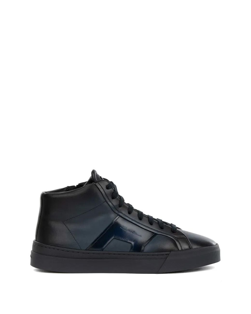 Santoni Blue Leather Sneakers for men