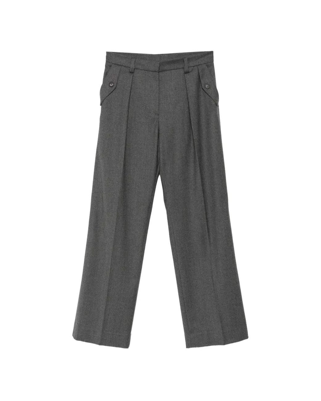 Antonelli Gray Salice Pleated Wide-Leg Trousers