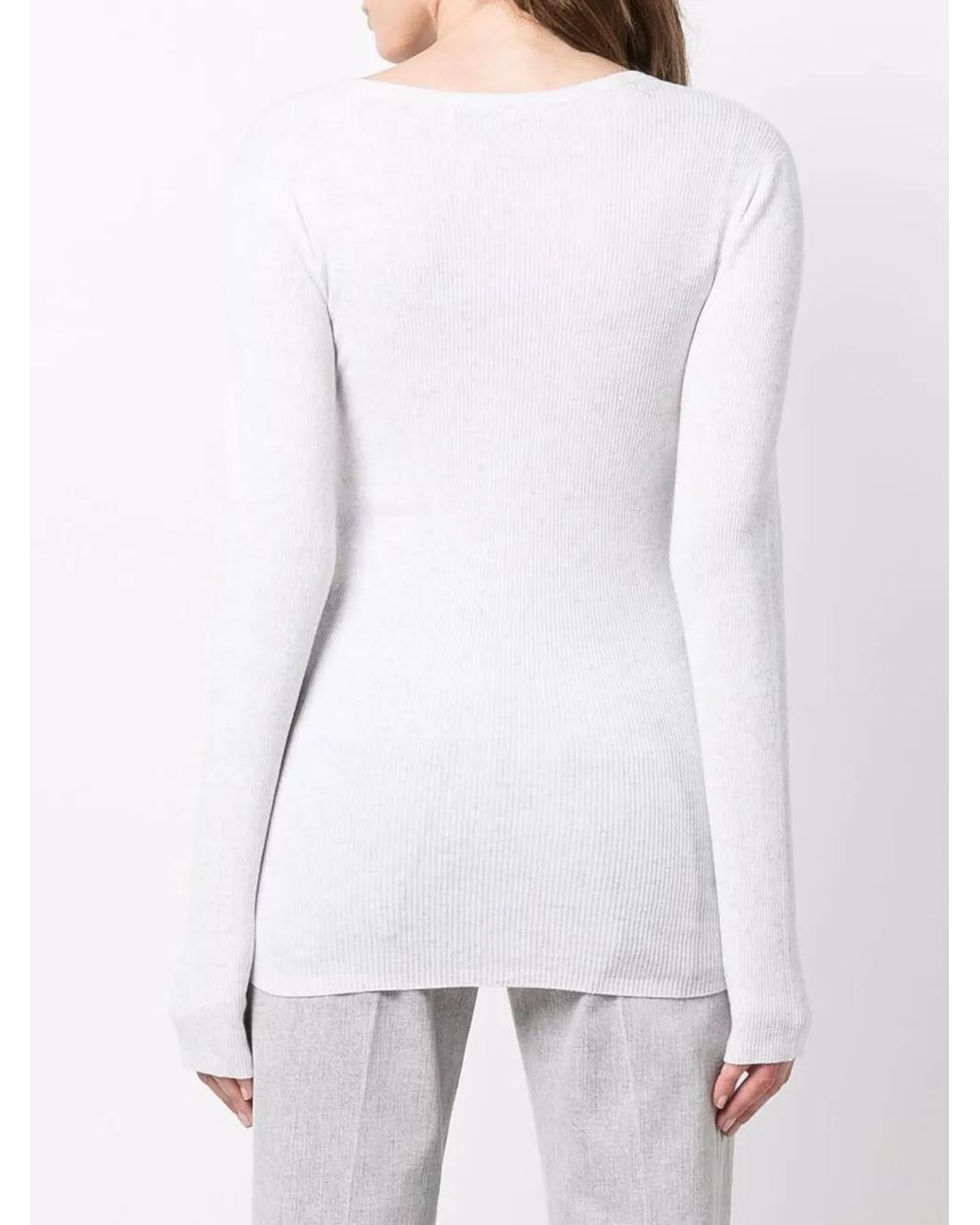Brunello Cucinelli White Chain-Trim Detail Sweatshirt