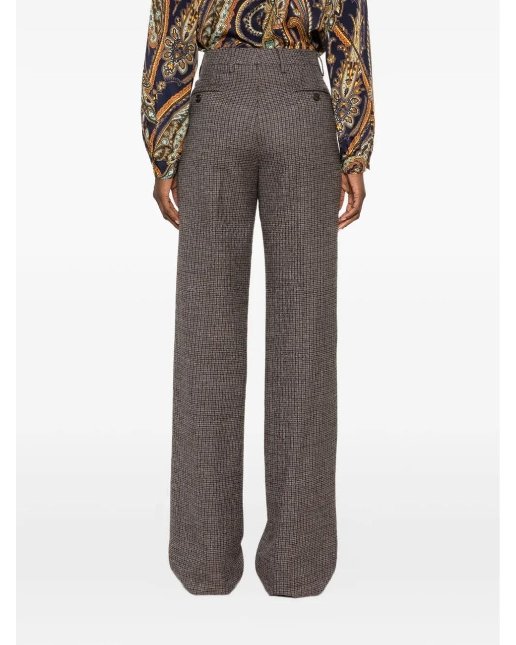 Etro Gray Pantalon Droit À Carreaux