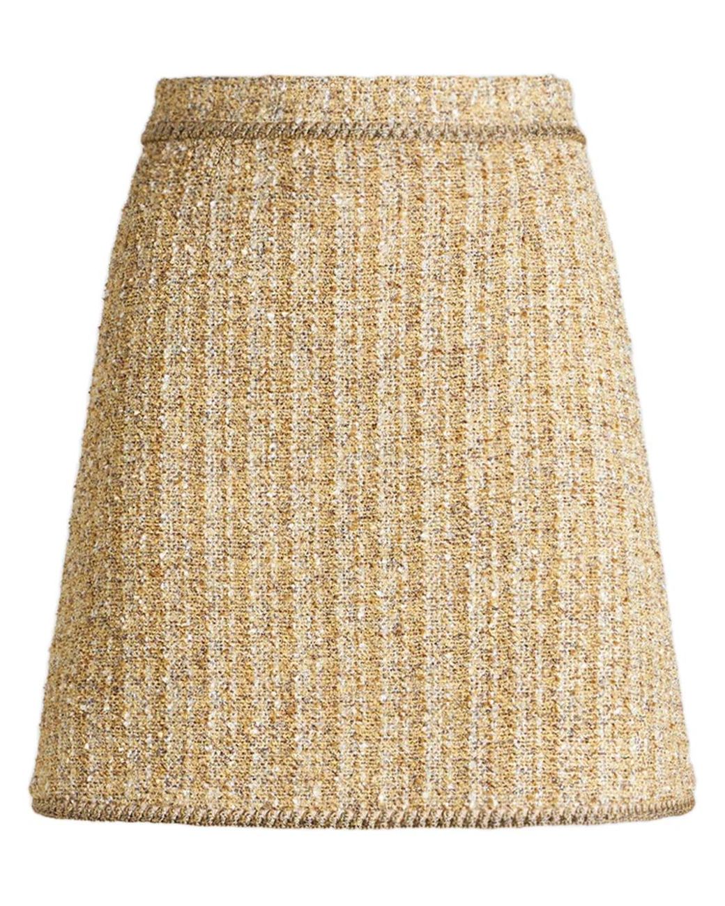 Etro Natural Bouclé High-Waisted Mini Skirt