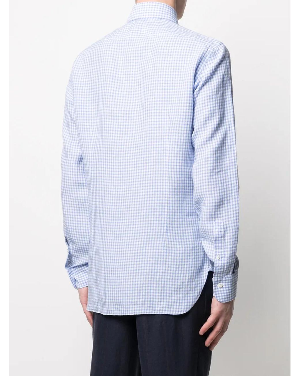 Barba Napoli Blue Gingham Check Pattern Shirt for men