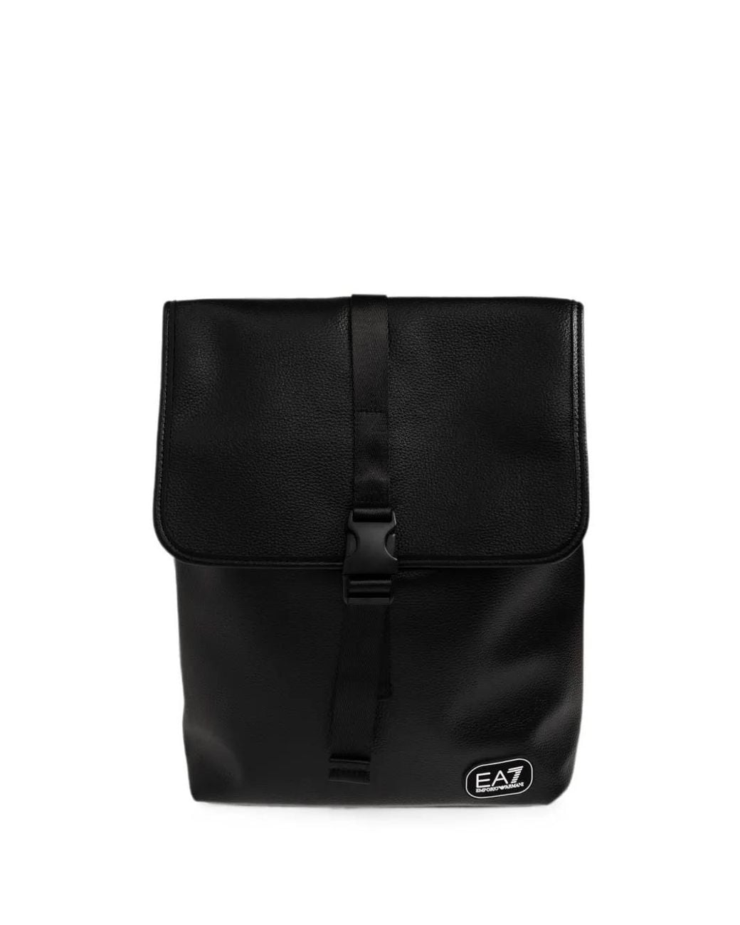 EA7 Black Logo-Patch Buckle-Fastening Backpack