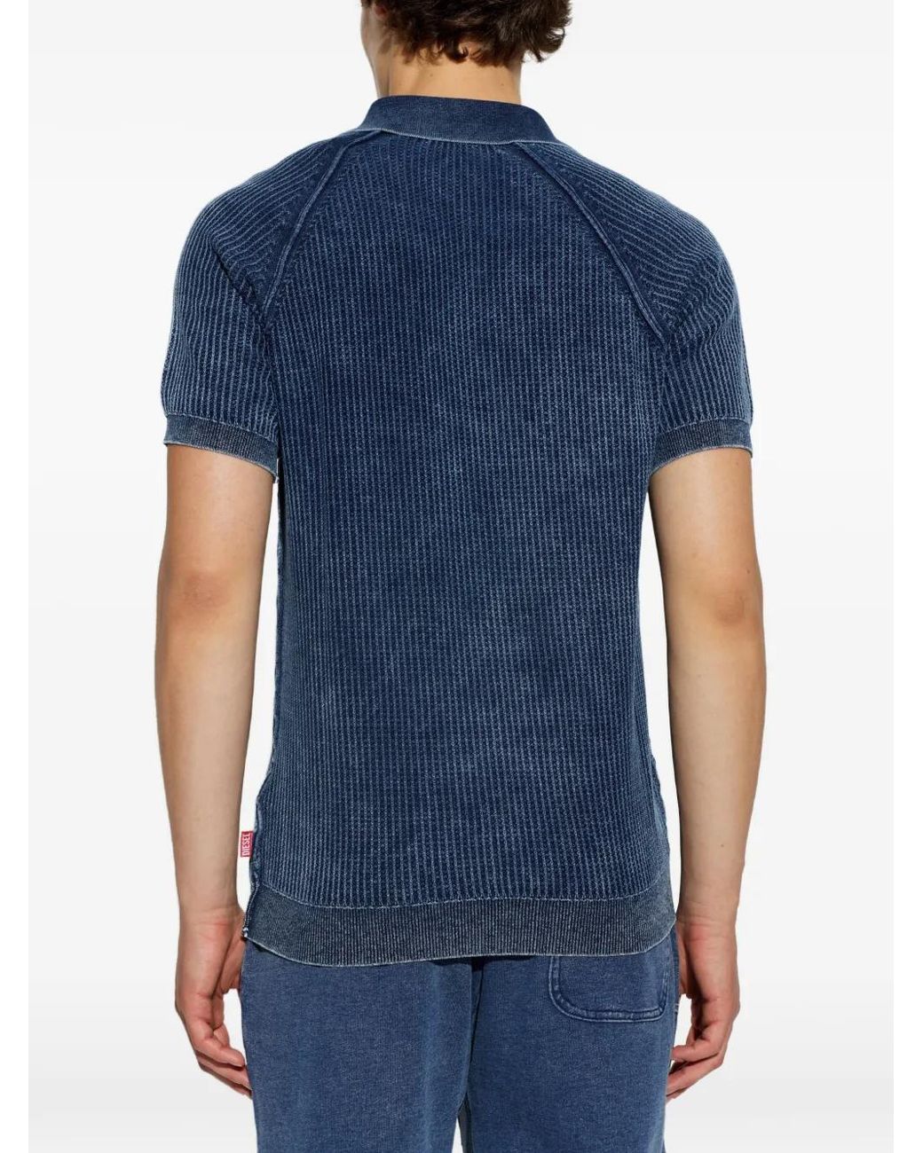 DIESEL Blue Ribbed-Knit T-Shirt for men