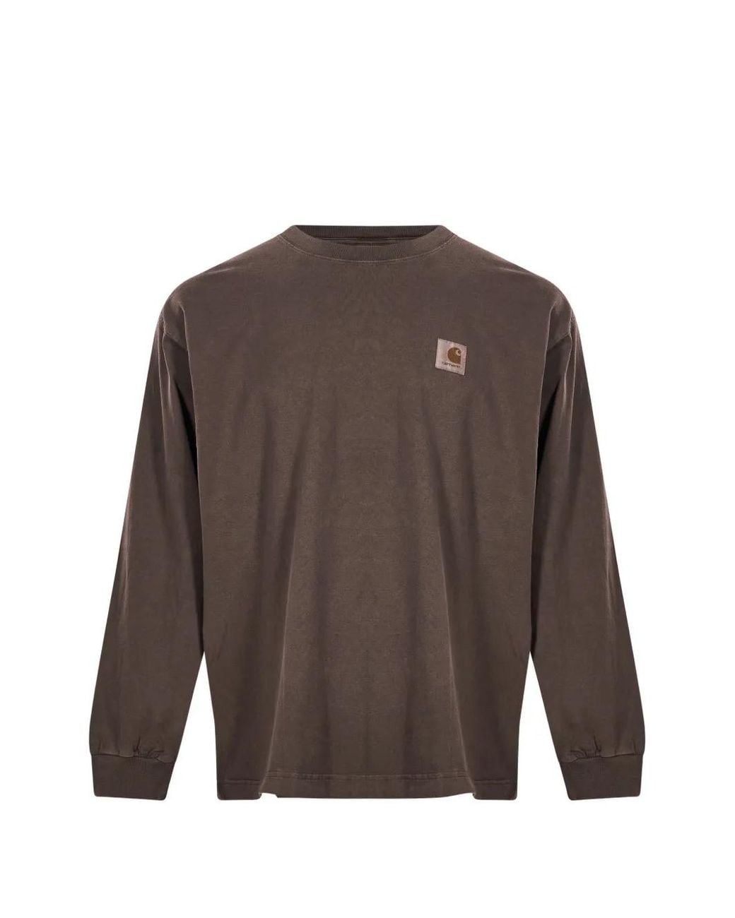 Carhartt Brown Logo-Patch Long-Sleeved T-Shirt for men