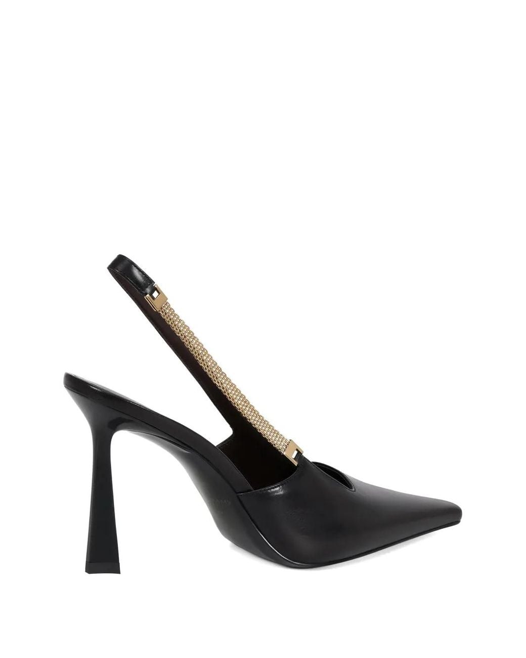 POTAMY Black Chain Strap Leather Pumps