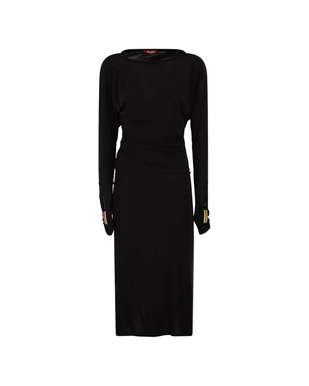 Max Mara Black Draped Midi Dress