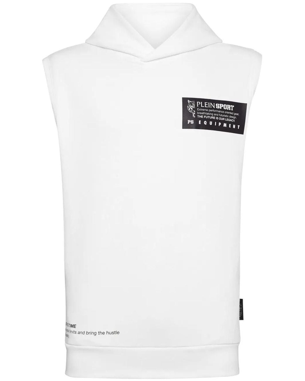Philipp Plein White Logo Print Sleeveless Hoodie for men