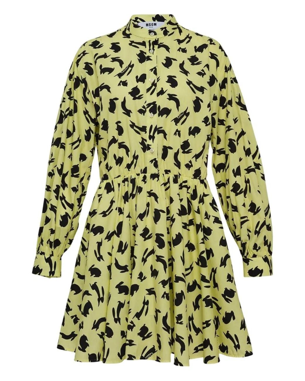 MSGM Green Rabbit-Print Mini Dress