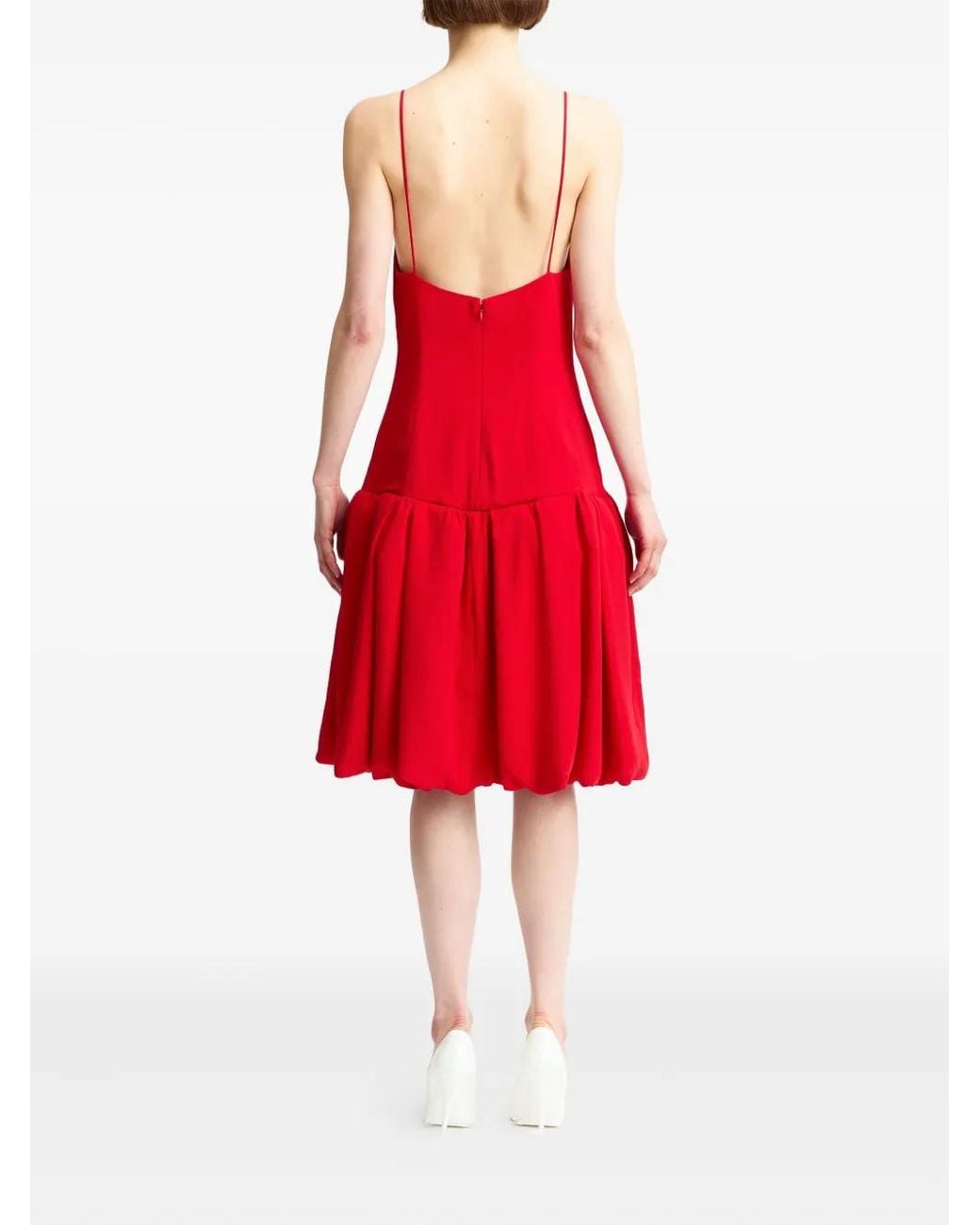16Arlington Red Viana Balloon-Hem Square-Neck Mini Dress