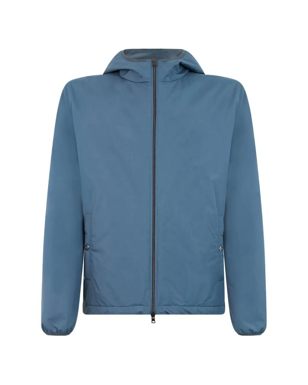 Herno Blue Hooded Zip-Up Jacket for men