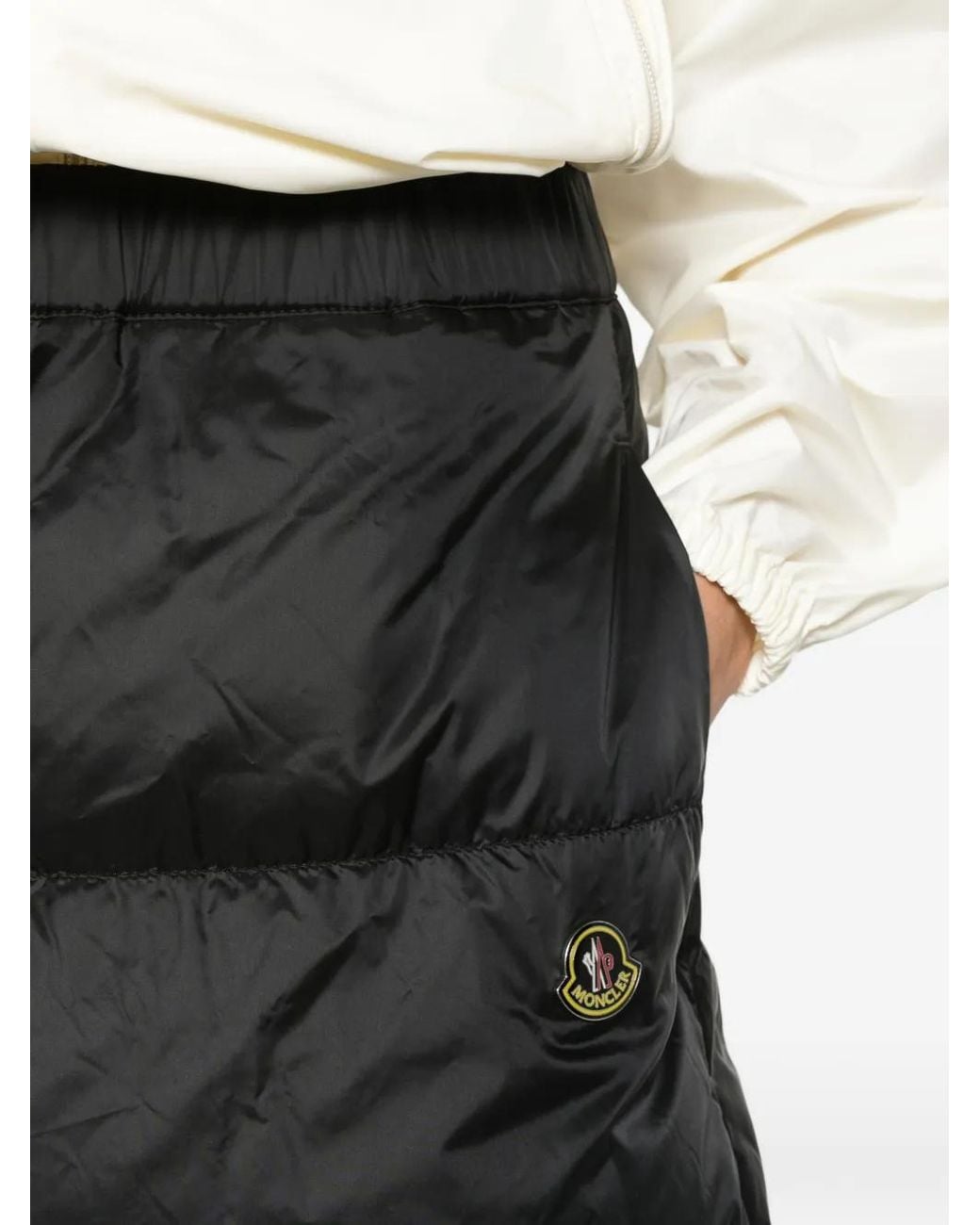 Moncler White Reversible Wool Twill Padded Midi Skirt