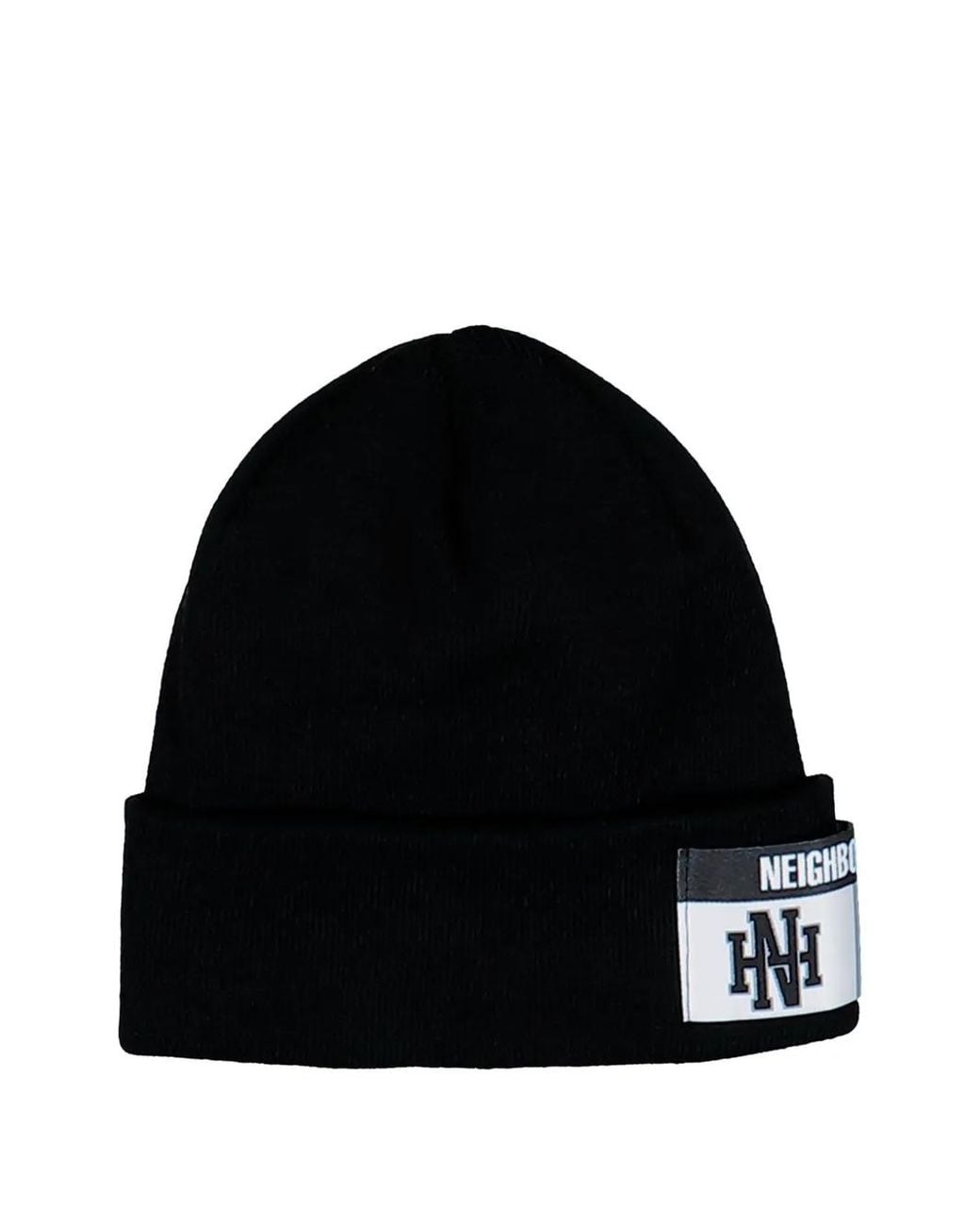 Neighborhood Black Logo-Patch Beanie Hat for men