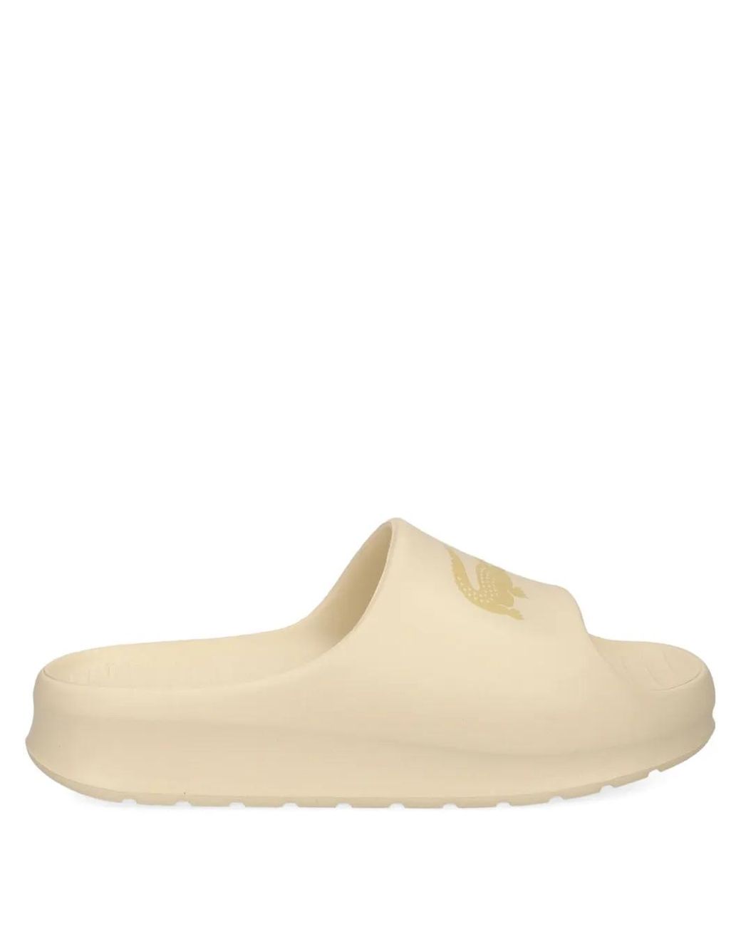 Lacoste Natural Plateau-Pantoletten Mit Kroko-Logo