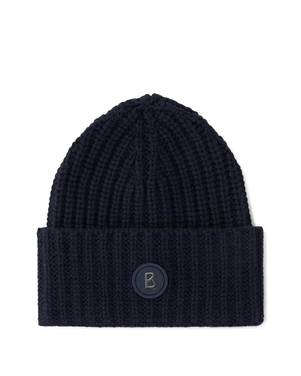 Bogner Blue Kilian Logo-Patch Beanie Hat for men