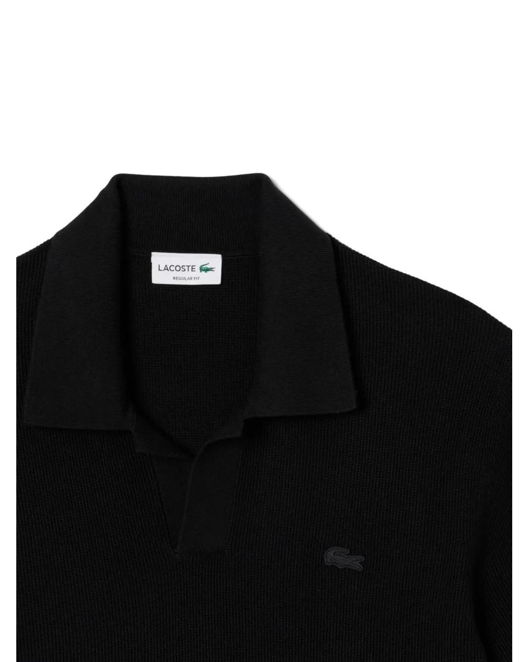 Lacoste Black Short-Sleeve Polo Sweater for men