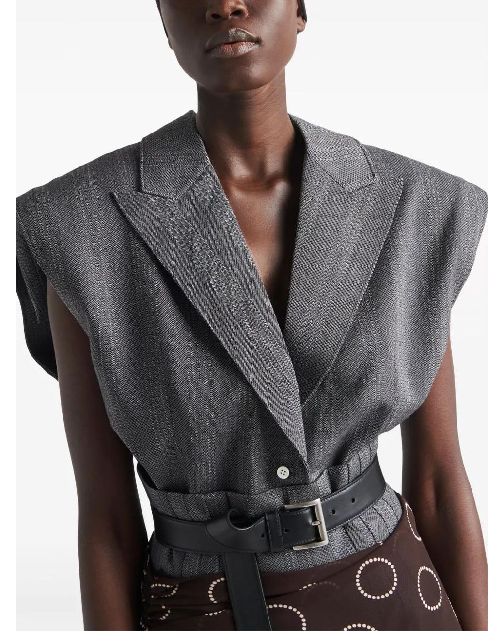 Top Sin Mangas A Rayas Diplomáticas Prada de color Gray