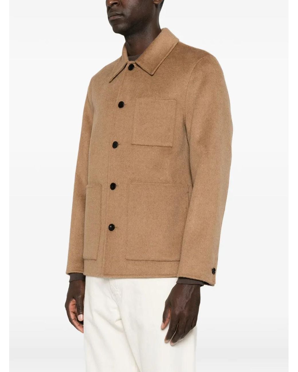 Amaranto Brown Button-Up Patch-Pocket Jacket for men