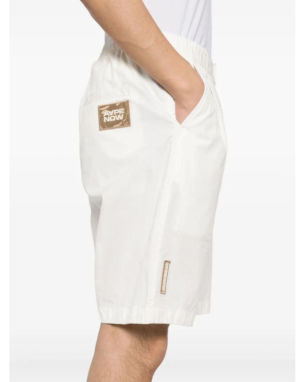 Aape By A Bathing Ape White Logo-Patch Shorts for men