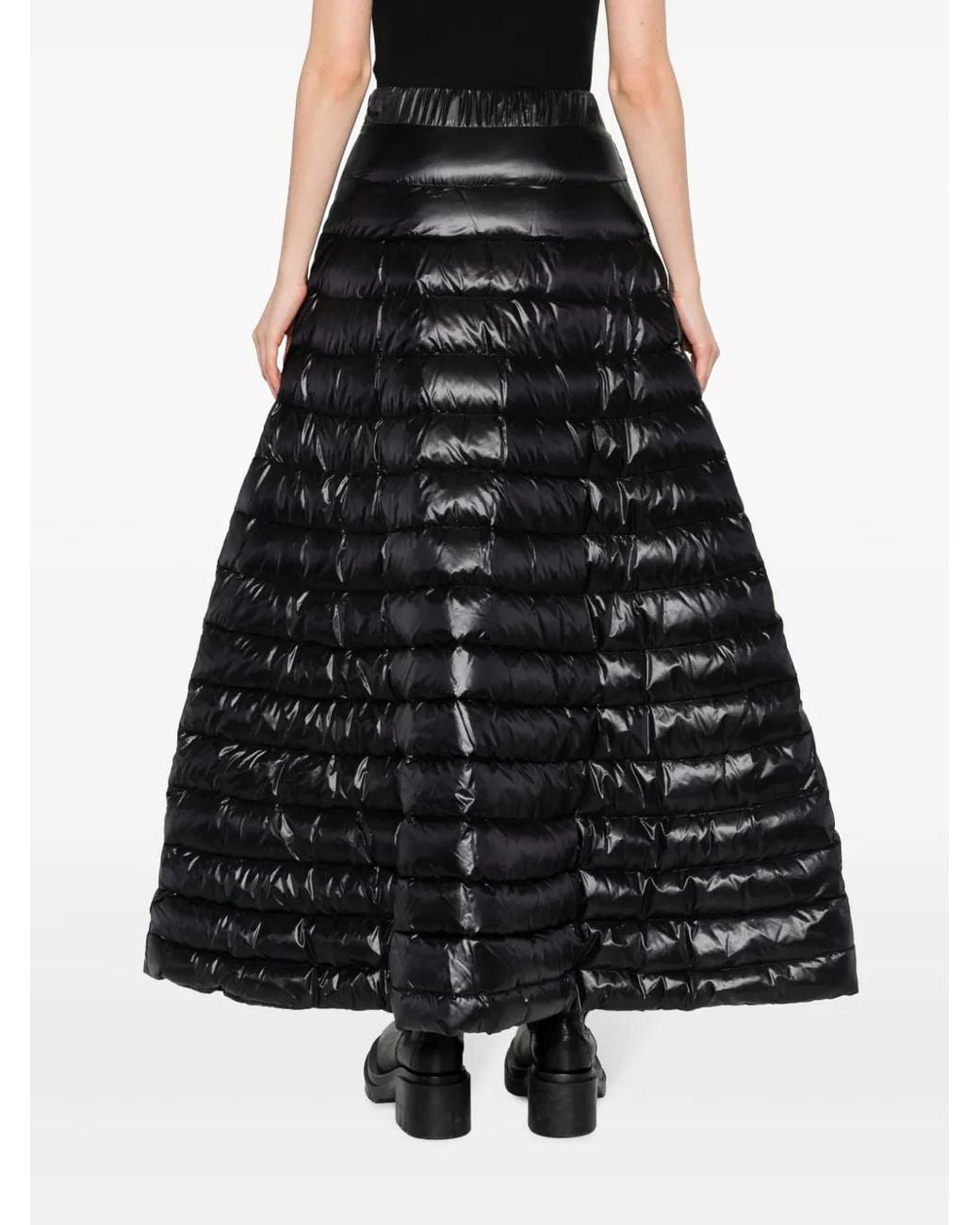 Herno Black Quilted Drawstring Maxi Skirt