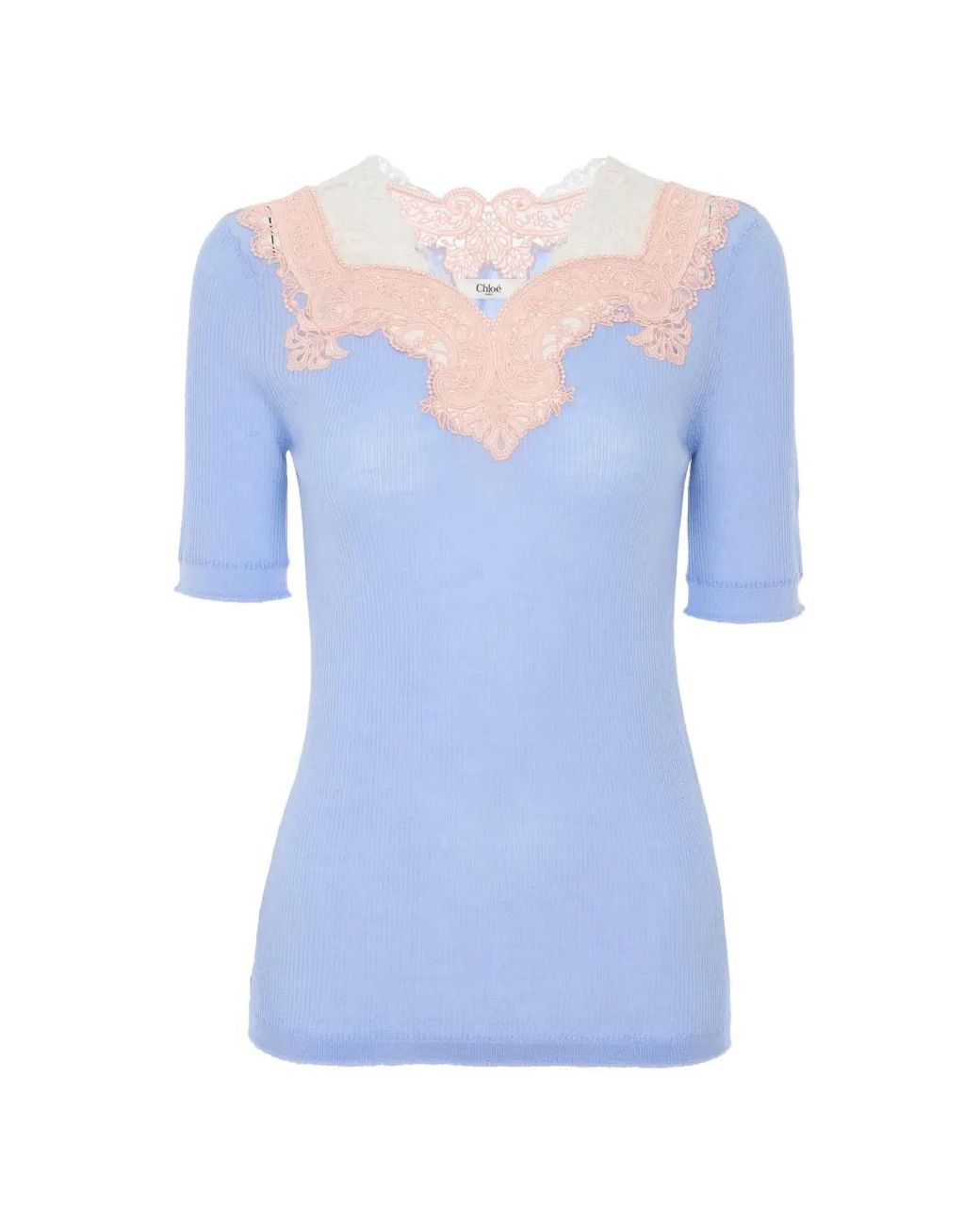 Chloé Blue Fitted Sweater With Elbow-Length Sleeves