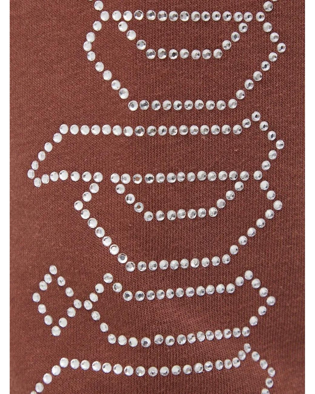 Adidas Brown Rhinestone-Logo Track Pants