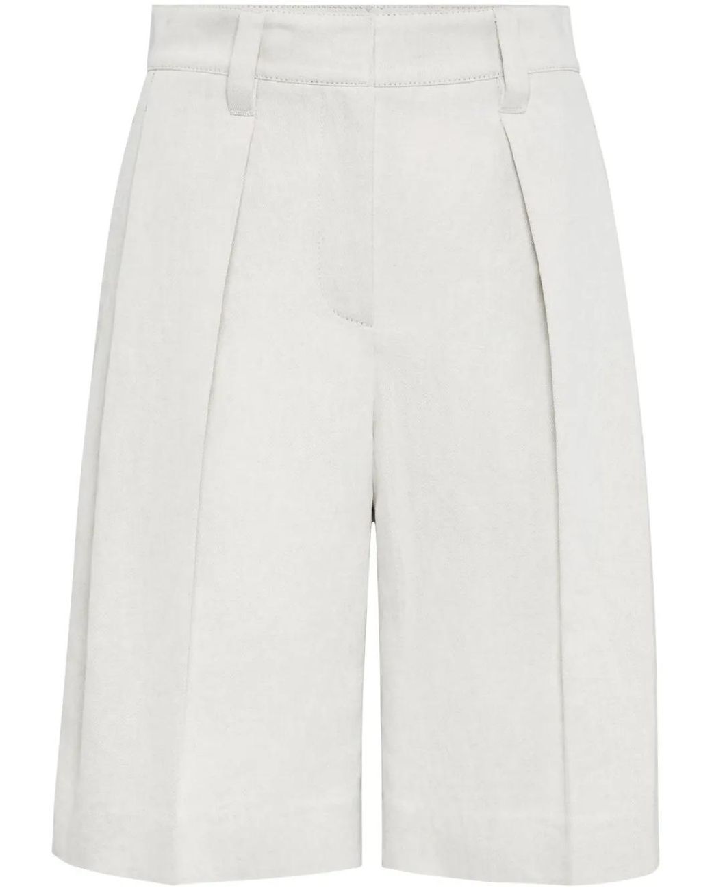 Brunello Cucinelli White Gabardine Bermuda Shorts
