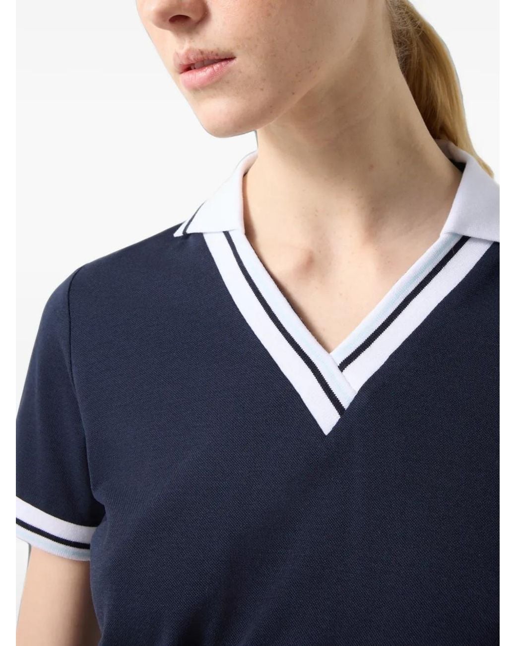 Bogner Blue Jula Stripe-Detail Polo-Collar T-Shirt