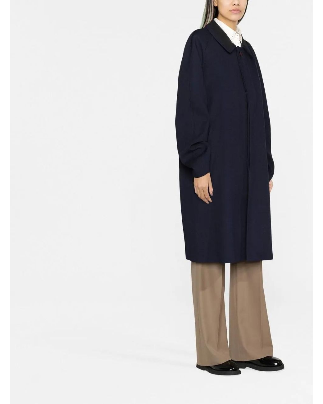 Maison Margiela Blue Single-Breasted Coat