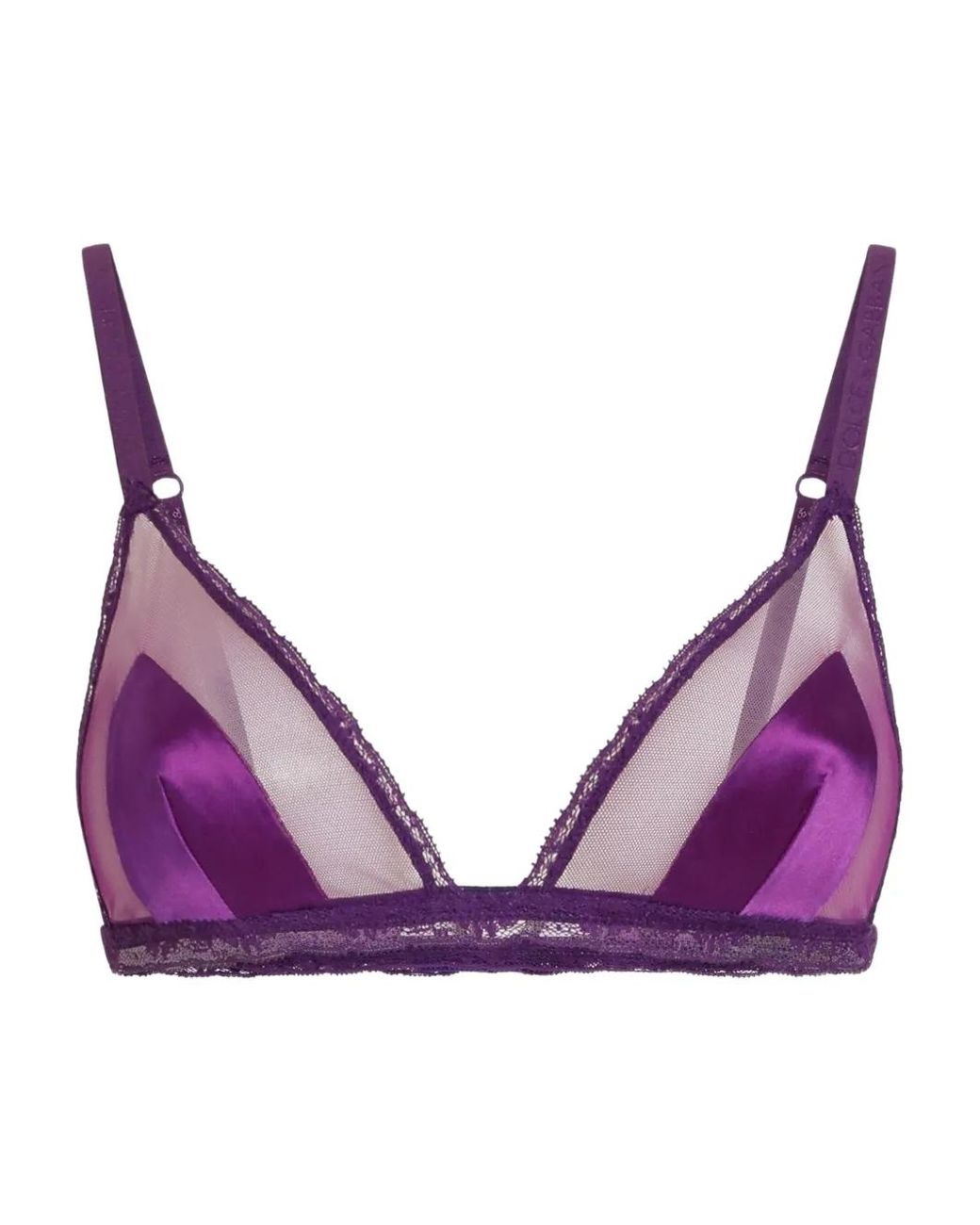 Dolce & Gabbana Purple Dna Lace-Detailed Satin Bra