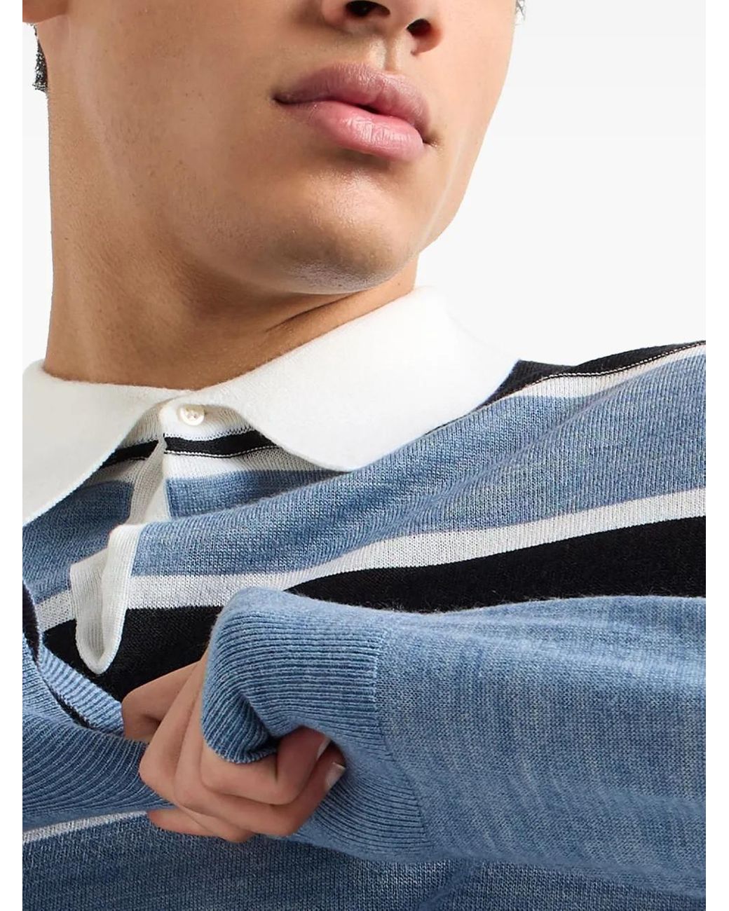 ARMANI EXCHANGE Blue Striped Polo Shirt for men