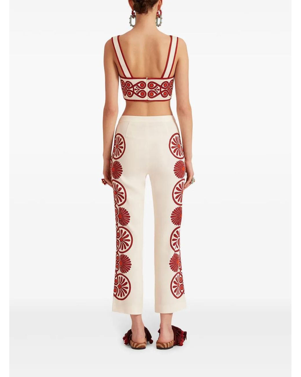 LaDoubleJ Red Patterned Stretch Trousers