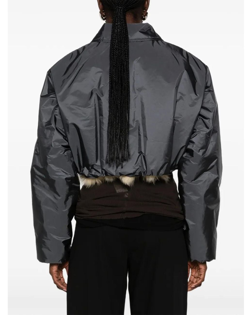 Miu Miu Gray Cropped Layered Jacket