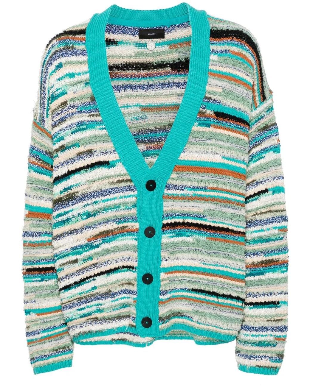 Alanui Green Madurai Striped Cardigan for men