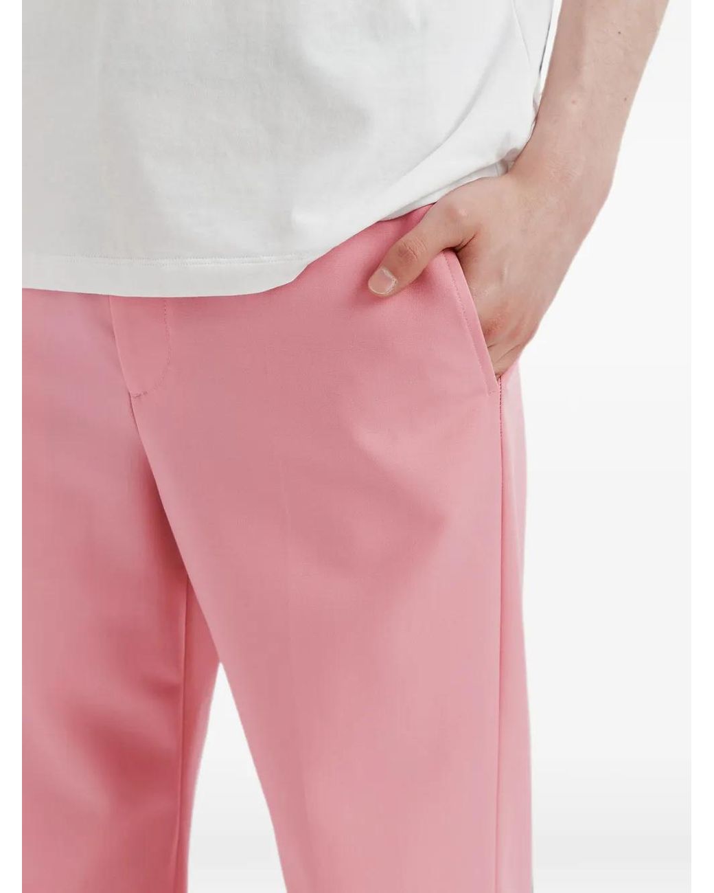 Valentino Garavani Pink Wool Trousers With Detachable Stirrups for men