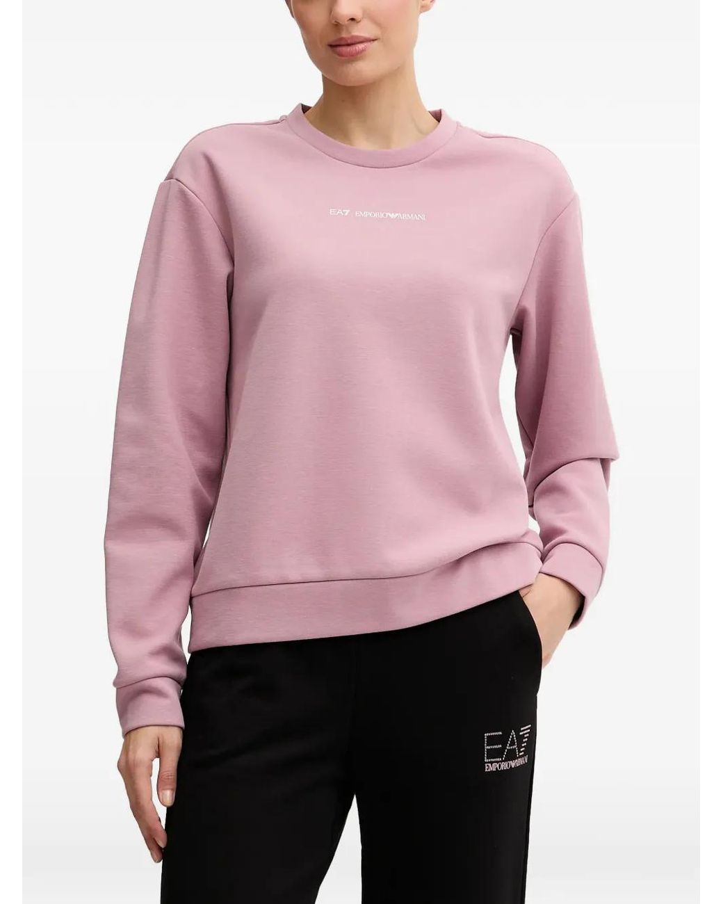 EA7 Pink Logo-Print Sweatshirt