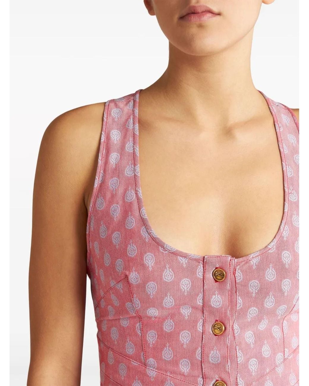 Etro Pink Patterned-Jacquard Cotton Gown
