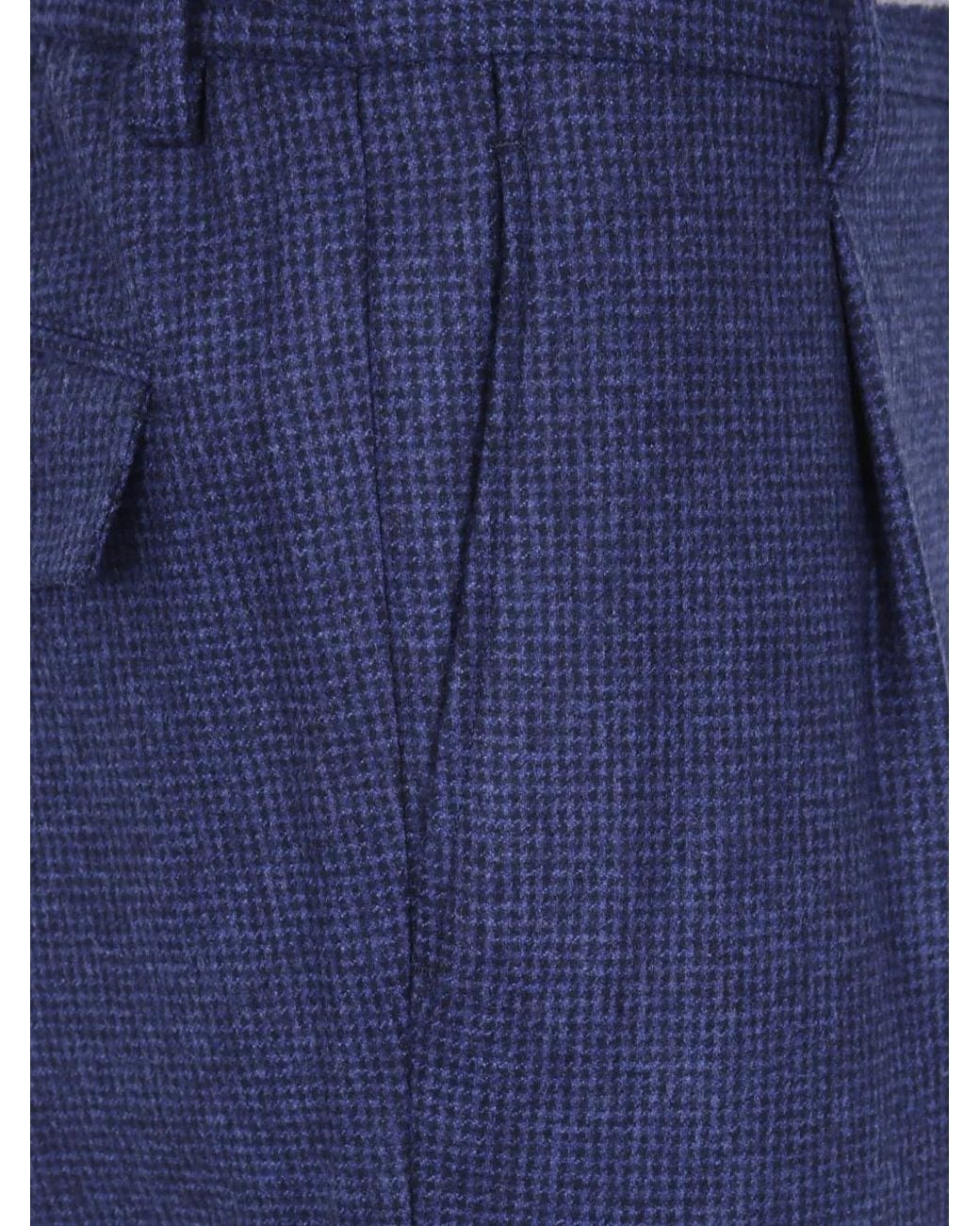 Barba Napoli Blue Check-Pattern Trousers for men