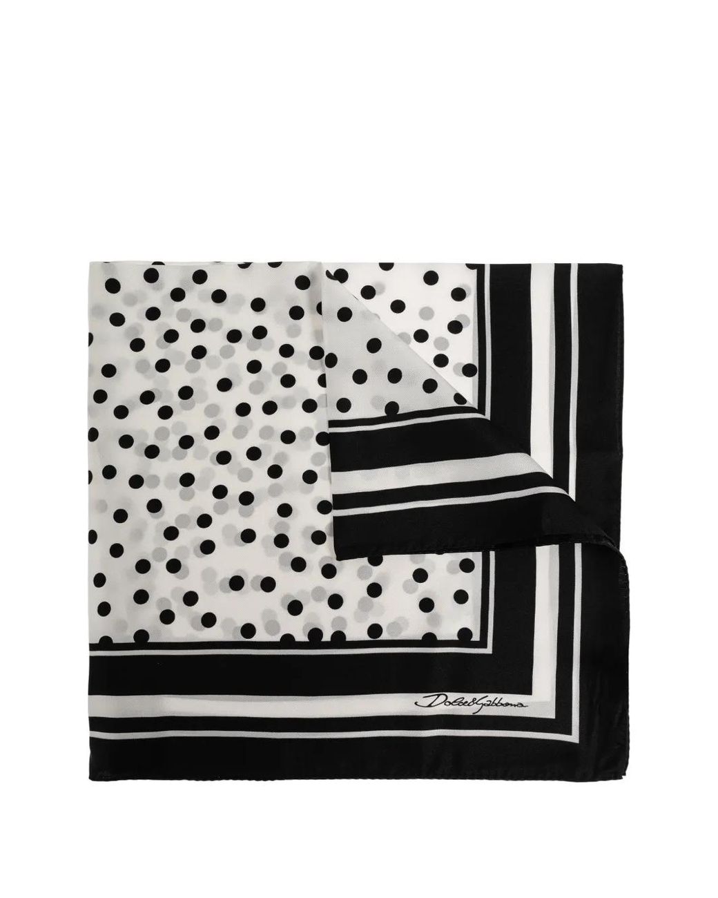 Dolce & Gabbana Black Polka-Dot Silk Scarf for men