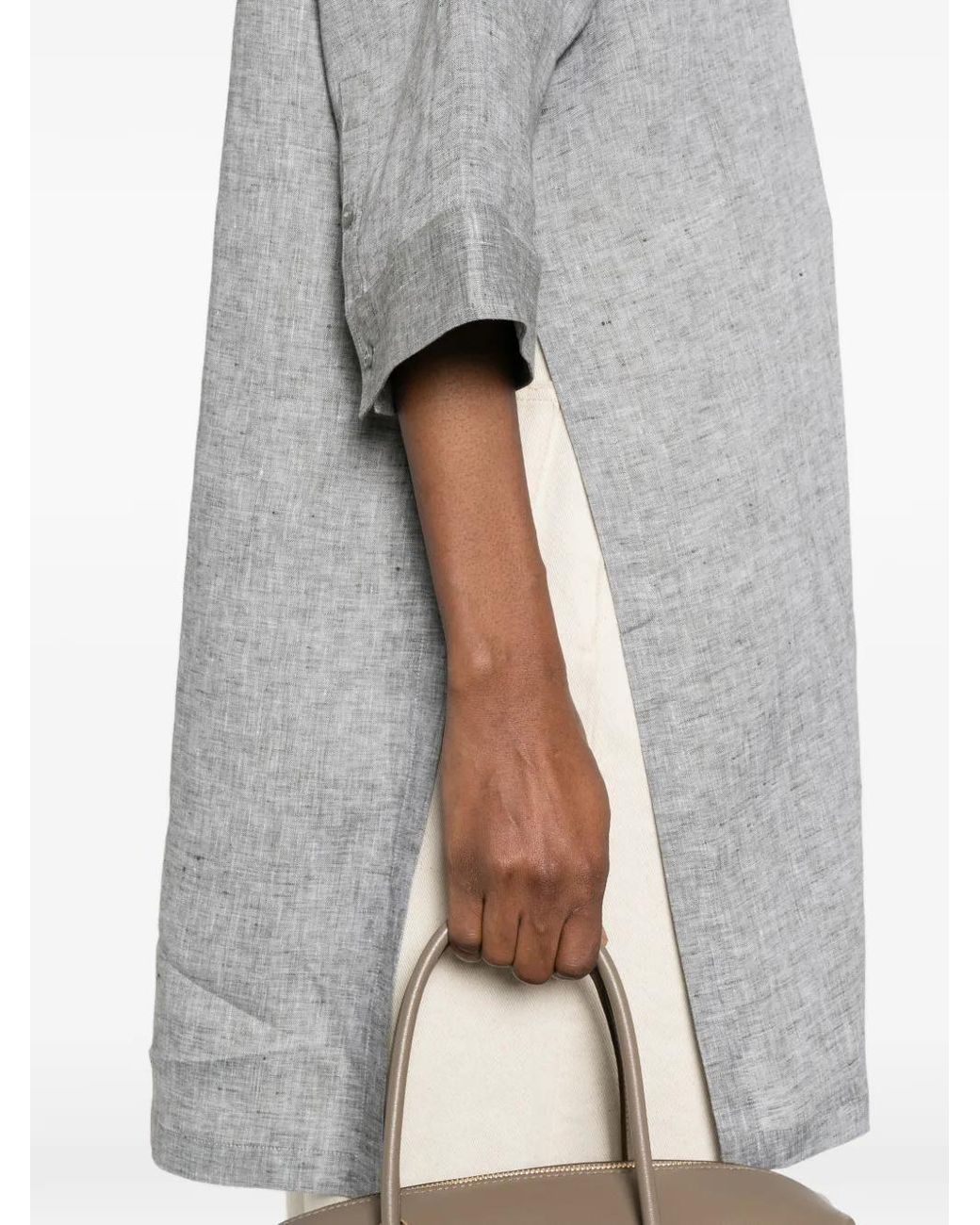 Peserico Gray Chemise À Boutonnière Sur Le Devant