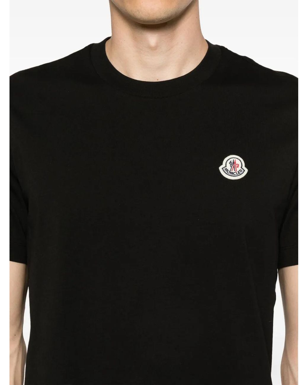 Moncler Drie Katoenen T-Shirts Met Logopatch in het Black voor heren