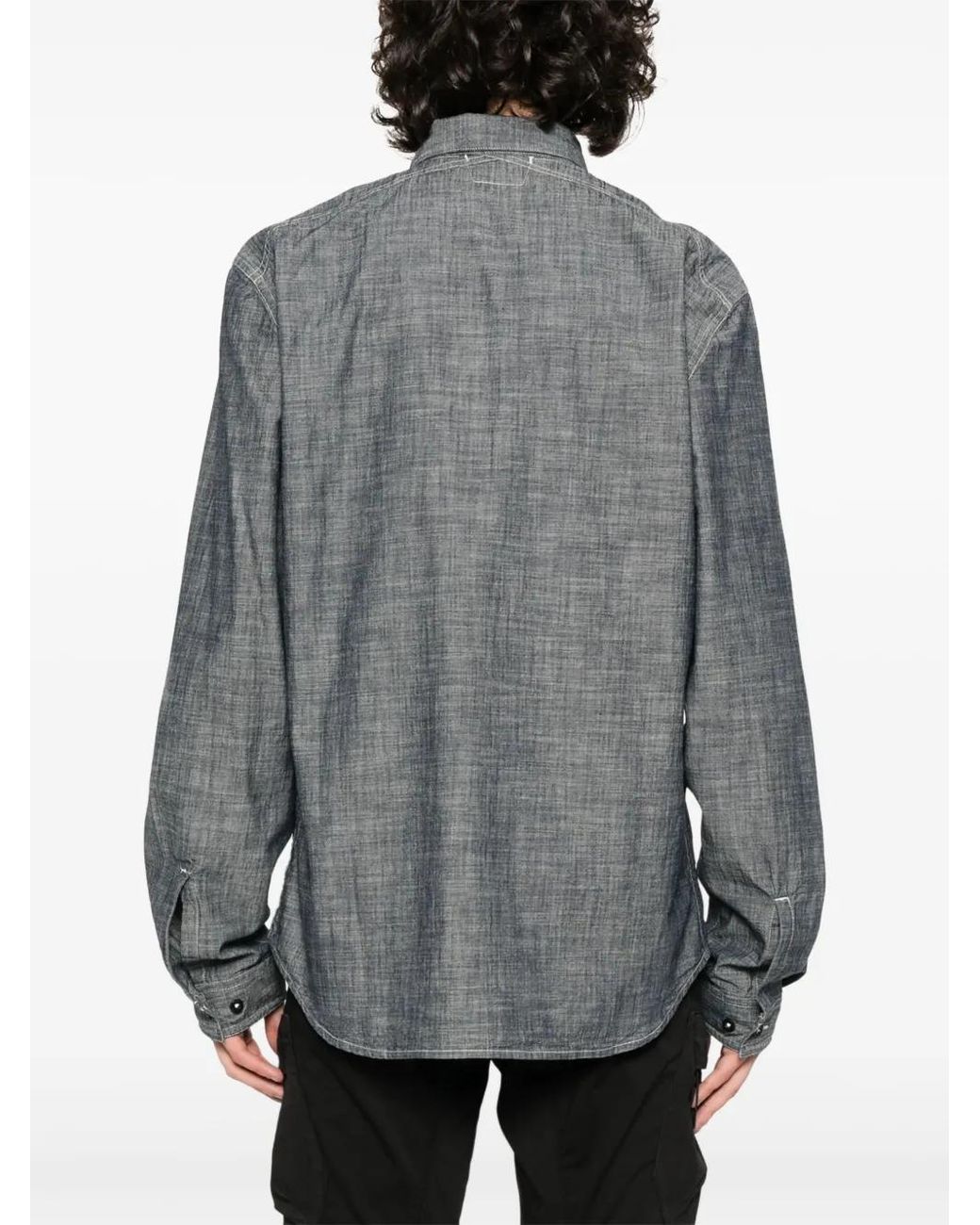 C P Company Gray Logo Denim Shirt for men