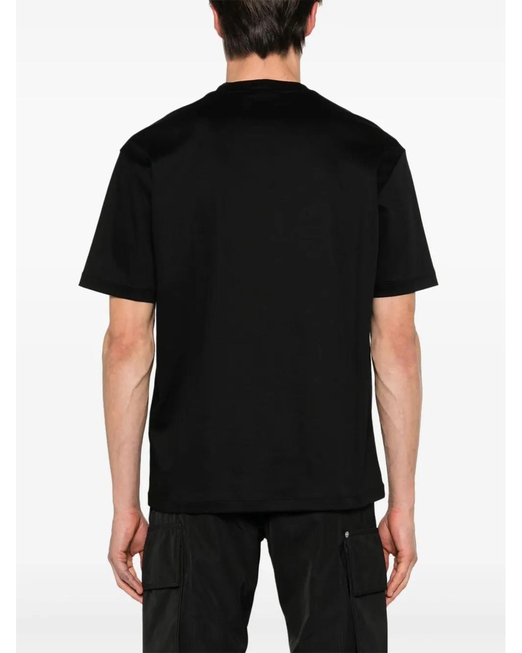 Giorgio Armani Black Logo-Embroidered Cotton T-Shirt for men